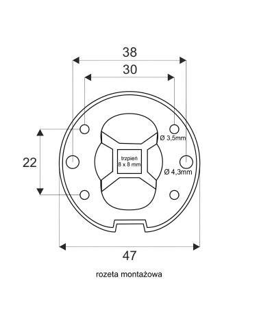 Manija de puerta FRESSIA con dibujo técnico