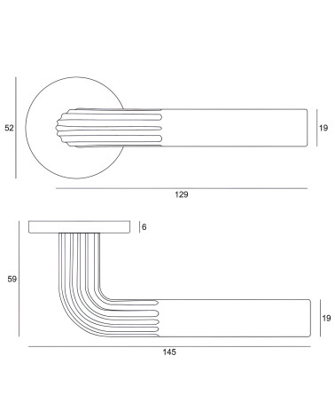 Manija de puerta minimalista en zamak FRELLA redonda con dimensiones