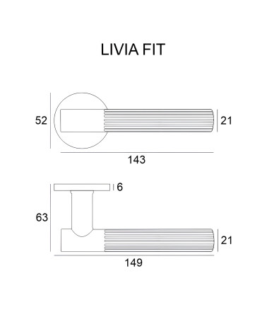 Manilla de puerta LIVIA con dimensiones