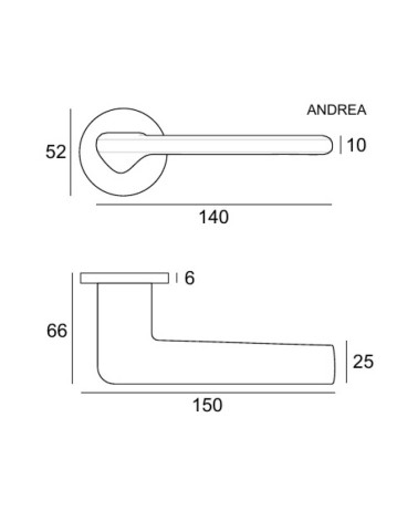 Manilla de puerta ANDREA con dimensiones