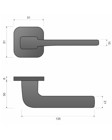 Dimensiones manilla de puerta Solo redondeada