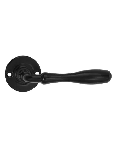 Manijas de puerta retro negras mate sobre rosetas redondas para puertas, portones y portillas – Colección Joséphine