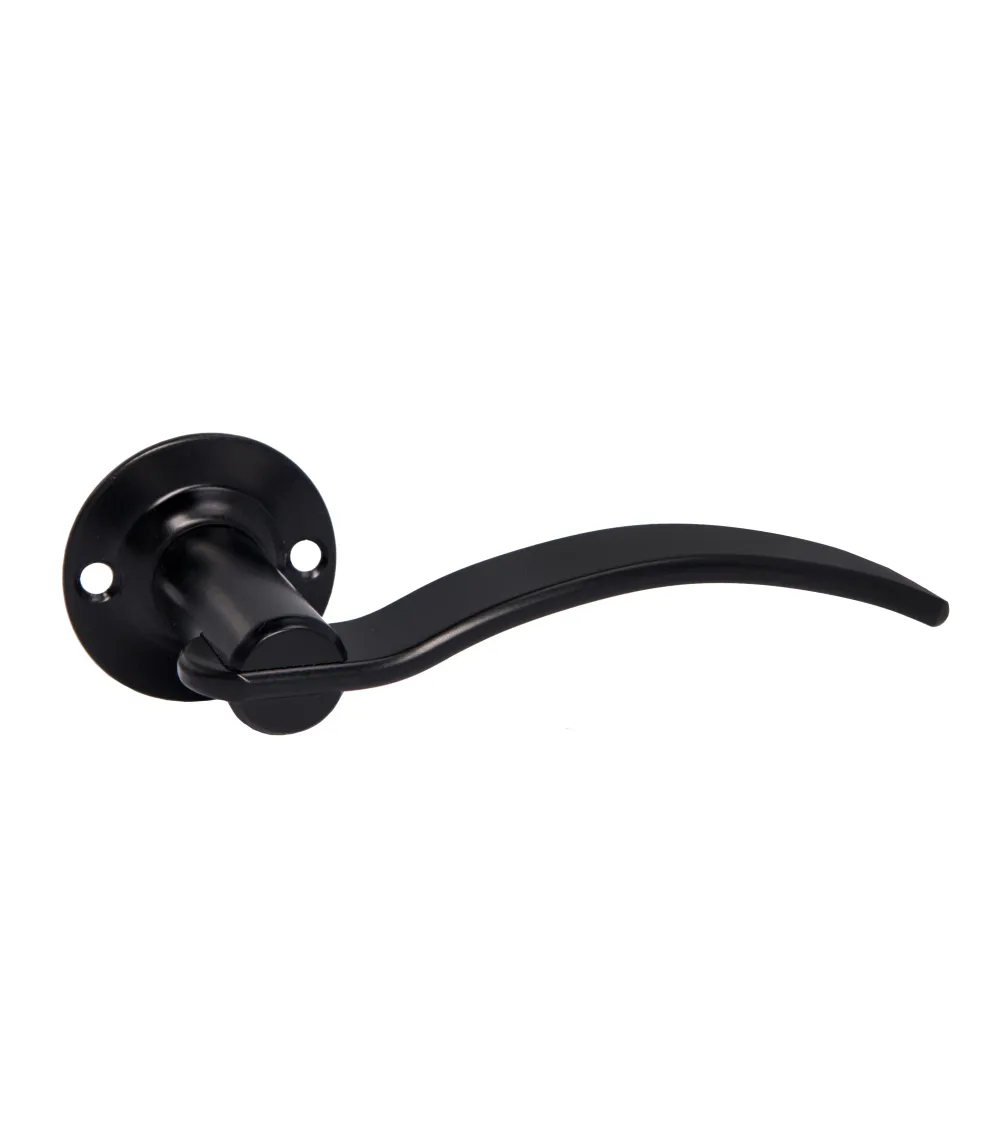 Tiradores de puerta retro negros mate sobre rosetas redondas para puertas, portales y portillas – Colección Constance