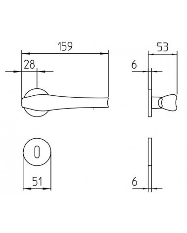 Manilla de puerta Mandelli Aqualung con dimensiones