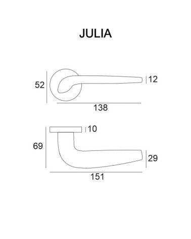 Tirador de puerta JULIA con dimensiones