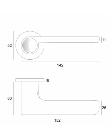 Tirador de puerta PLANO con dimensiones