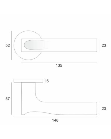 Tirador de puerta de diseño moderno en zamak TACTUS redonda con dimensiones