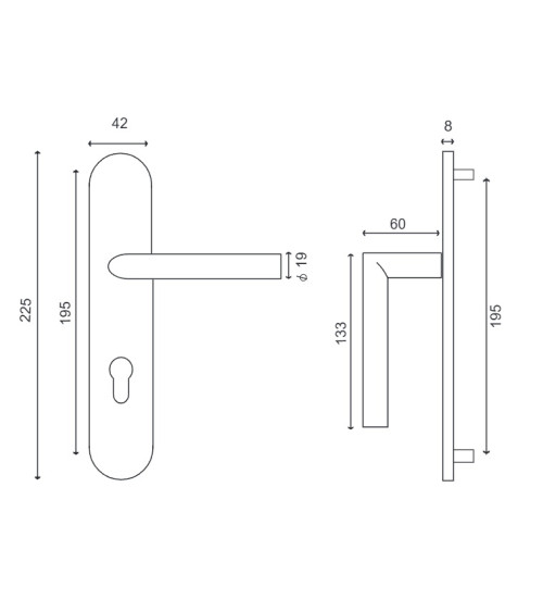 Manilla sobre placa inox 316 Altesse – Resistente exterior y zona costera | MillaPoignees