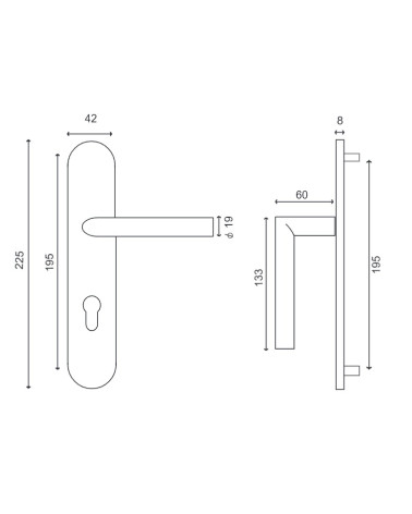 Manilla sobre placa inox 316 Altesse – Resistente exterior y zona costera | MillaPoignees
