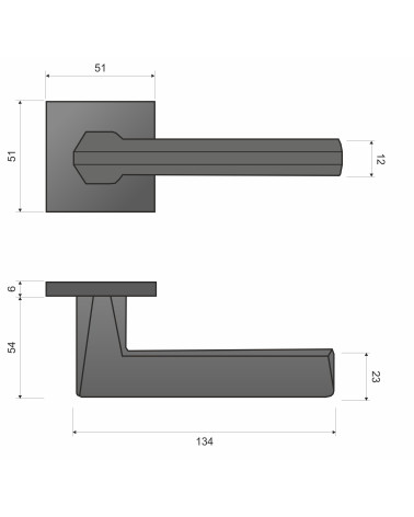 Manija de puerta de zamak ARA con dimensiones
