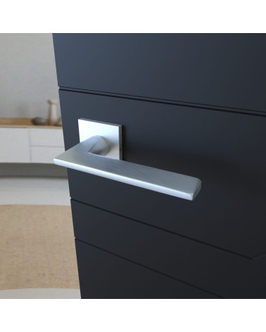Manija de puerta cromo satinado ARA diseño vista desde arriba