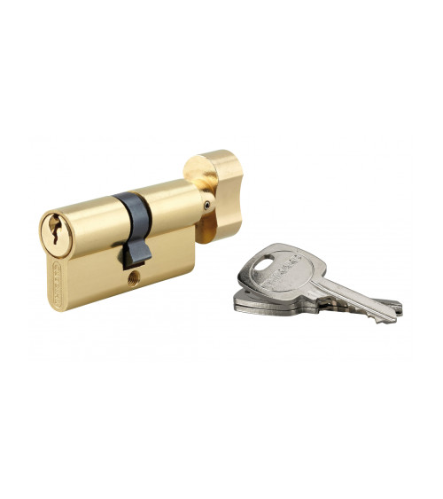 Cilindro STD Latón con botón para cerradura - 3 llaves - 30x30