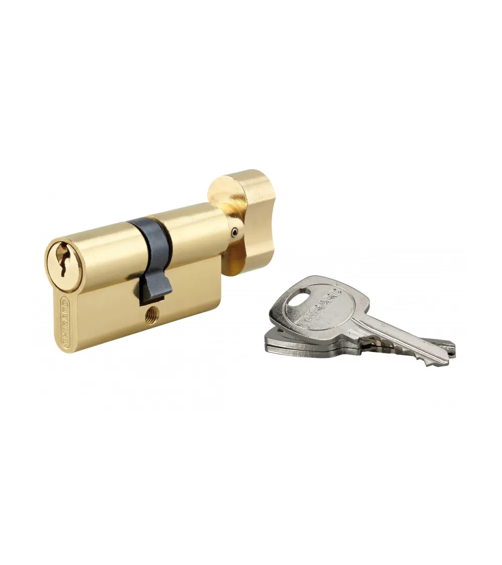 Cilindro STD Latón con botón para cerradura - 3 llaves - 30x30