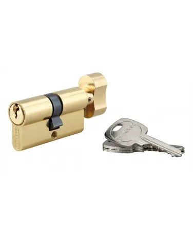 Cilindro STD Latón con botón para cerradura - 3 llaves - 30x30