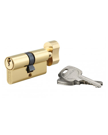 Cilindro STD Latón con botón para cerradura - 3 llaves - 30x30
