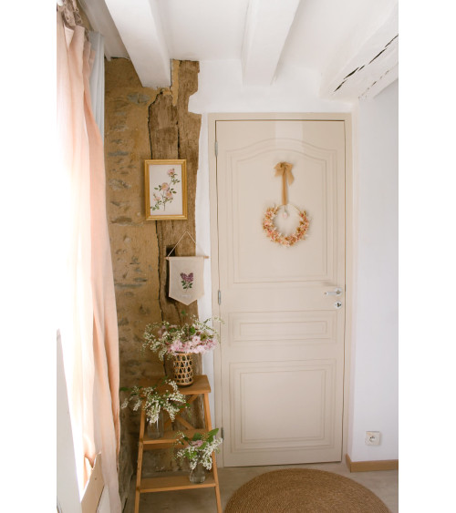Tirador de puerta tipo barril sobre roseta blanca de porcelana - color niquelado - tirador de diseño