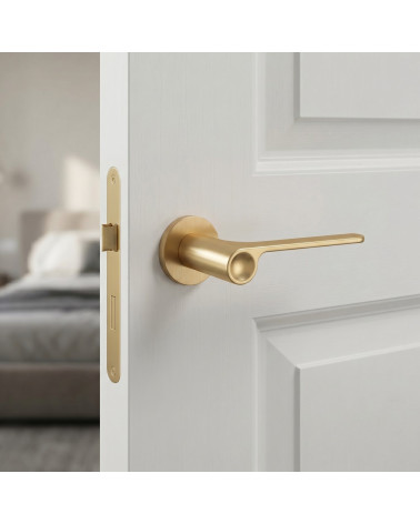 Manivela de puerta color dorado satinado PLANO