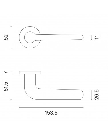 Palanca de puerta AZALIA con dimensiones