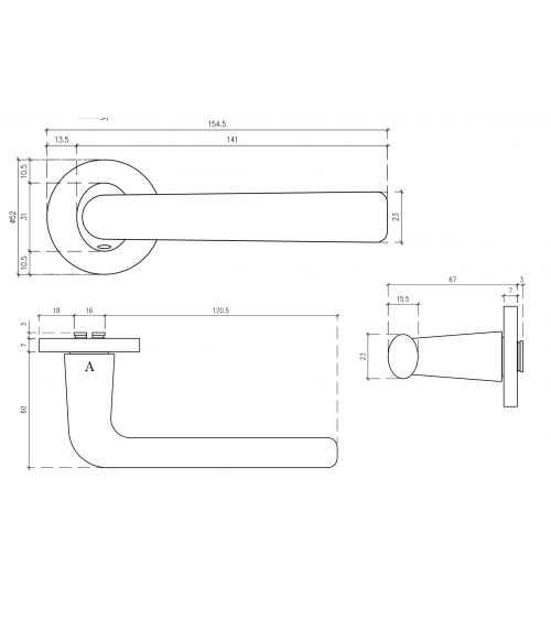 Tirador de puerta cromo satinado TULIPA para puerta interior de diseño