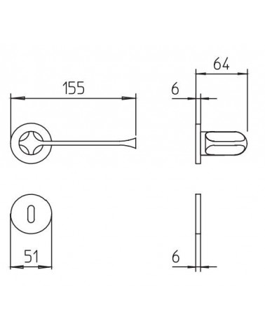 Manilla de puerta Mandelli MM80 con dimensiones