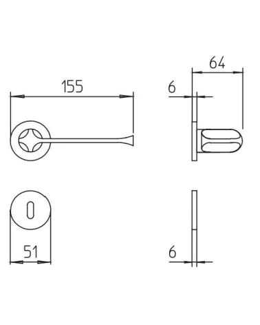 Manija de puerta Mandelli MM80 con dimensiones