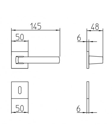Tirador de puerta Mandelli Fan con dimensiones