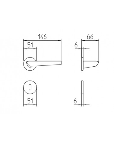 Tirador de puerta Mandelli Isi con dimensiones