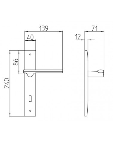 Manija de puerta longitudinal Mandelli Ara con dimensiones