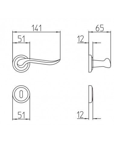 Manecilla de puerta Mandelli Rondò con dimensiones