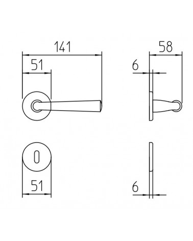 Manecilla de puerta Mandelli Special con dimensiones