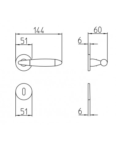 Manilla de puerta Mandelli Totem con dimensiones