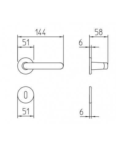 Tirador de puerta Mandelli Zante con dimensiones