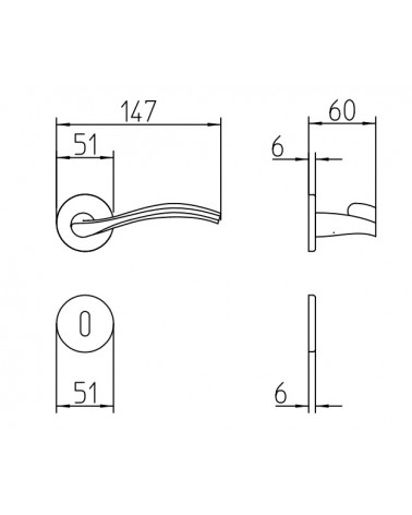 Manilla de puerta Mandelli Zen con dimensiones