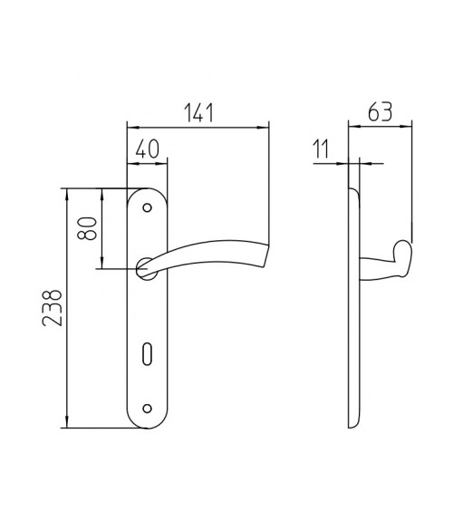 Tirador de puerta sobre placa longitudinal Mandelli Nadir tirador de diseño