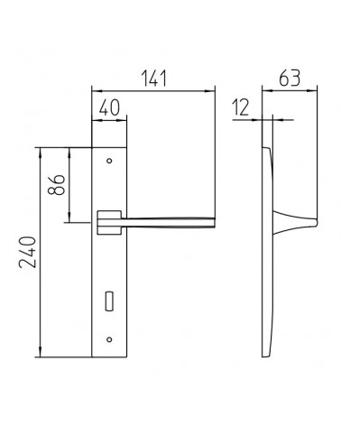 Tirador de puerta sobre placa longitudinal Mandelli Link con dimensiones