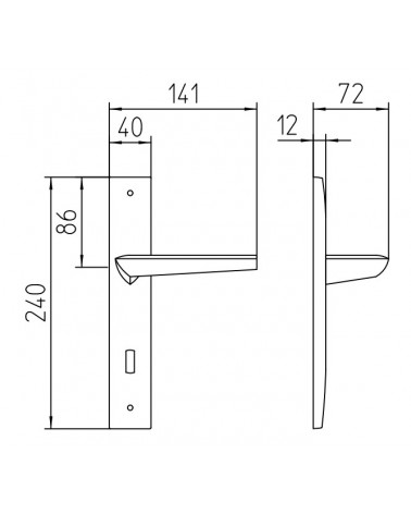 Tirador de puerta sobre placa longitudinal Mandelli Isi con dimensiones