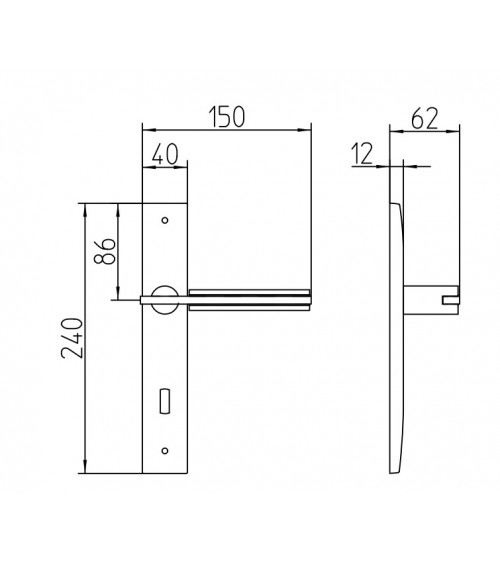 Tirador de puerta sobre placa longitudinal Mandelli Demì tirador de diseño