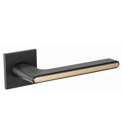 Manilla de puerta negra y dorada Ferrara cuadrado - diseño de manilla