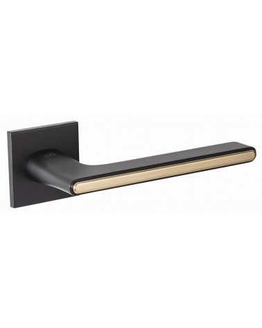 Manilla de puerta negra y dorada Ferrara cuadrado - diseño de manilla