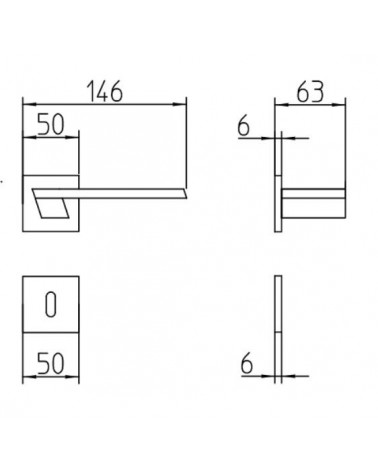 Manija de puerta Mandelli Jet con dimensiones