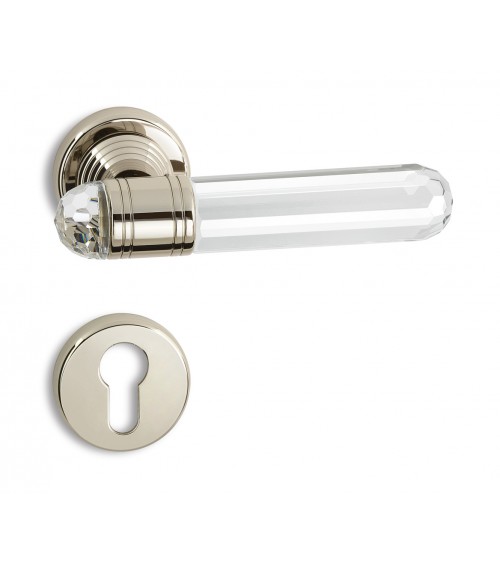 Manilla de puerta moderna Timeless Diamante en latón y cristal - manilla de diseño