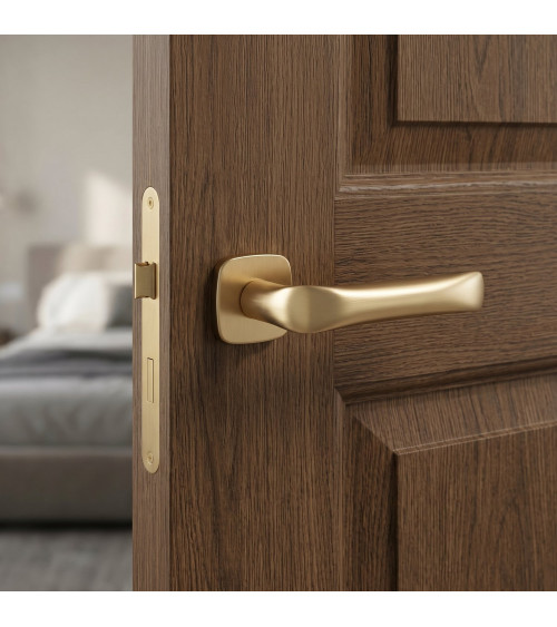Manija de puerta dorada satinada FOLD diseño