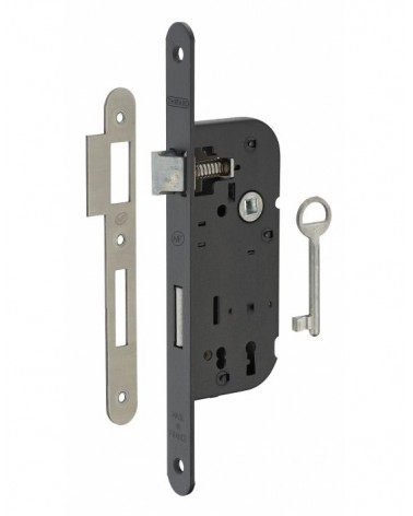 Cerradura empotrable negra Thirard NF placa de cierre en acero negro, eje 40mm, entre ejes 70mm, para habitación - diseño