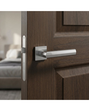 Manilla de puerta cromo satinado FRESIA cuadrada