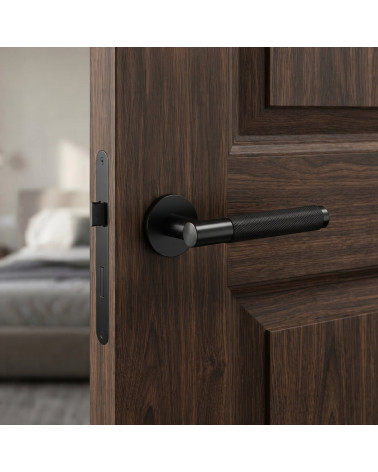 Maneta de puerta con acabado negro DECO