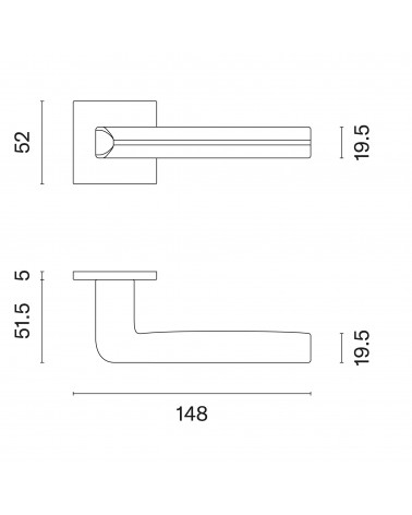 Manilla de puerta SALICE con dimensiones