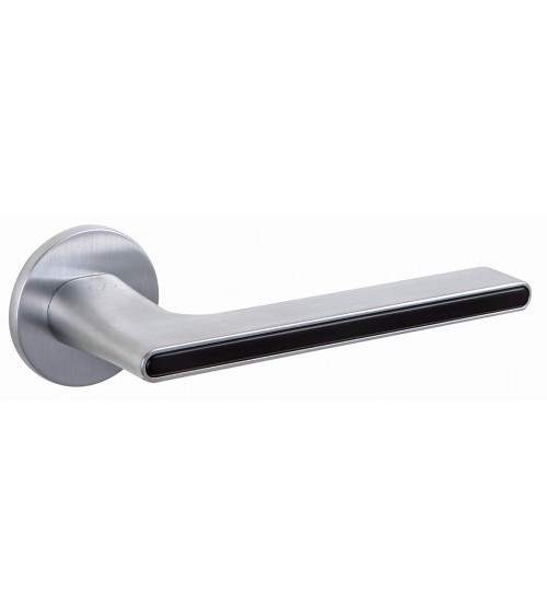 Tirador de puerta bicolor cromo cepillado negro Ferrara redonda - diseño
