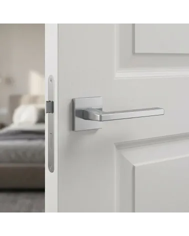 Tiradores de puerta cromo satinado PYROLA cuadrados