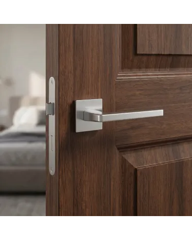 Tiradores de puerta cromo satinado PYROLA cuadrados
