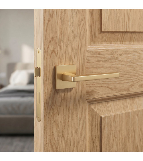 Manija de puerta oro mate PYROLA ferretería decorativa